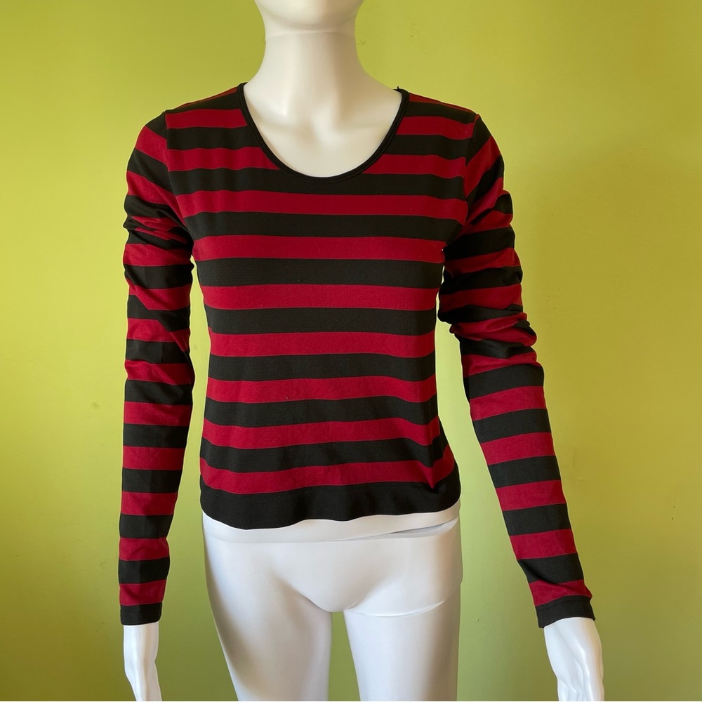 KILLSTAR RED AND BLACK LONG SLEEVE STRIPED SHIRT SIZE L/XL